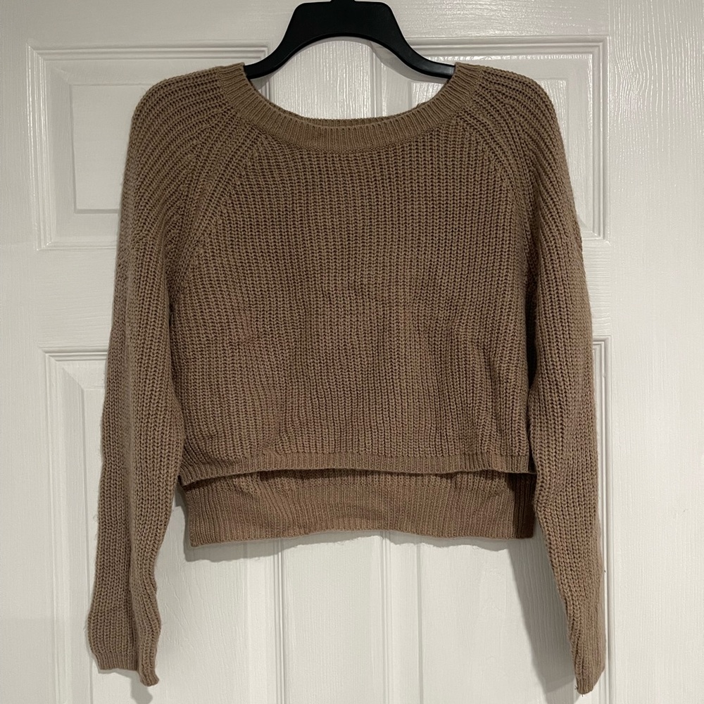 Brown cropped sweater long sleeve